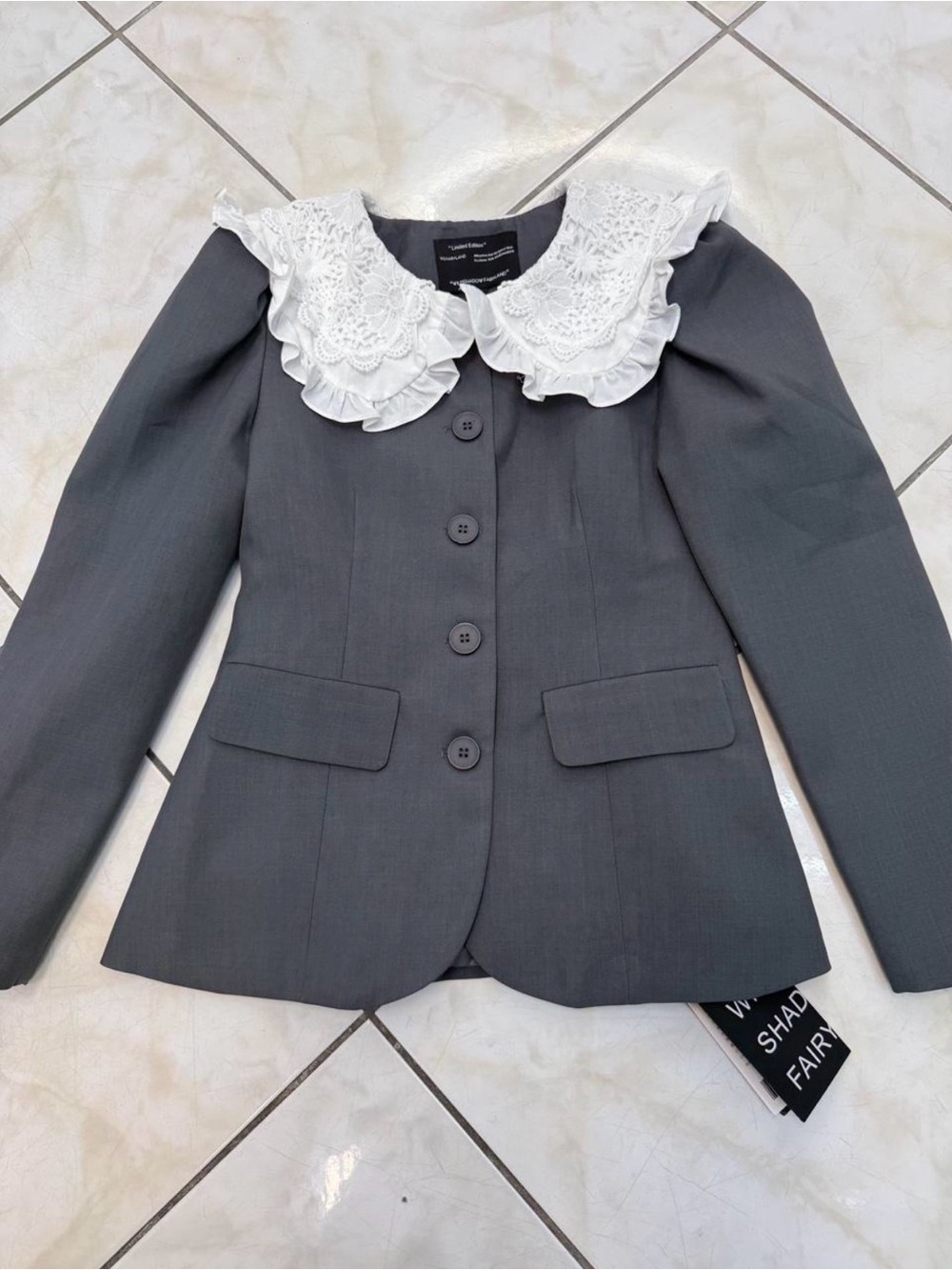 Wildshadow Fairyland Peter Pan Collar Ruffle Trim Blazer Sz S